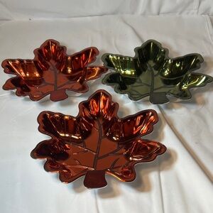 Set of Three Leaf-Shaped Decorative Dishes